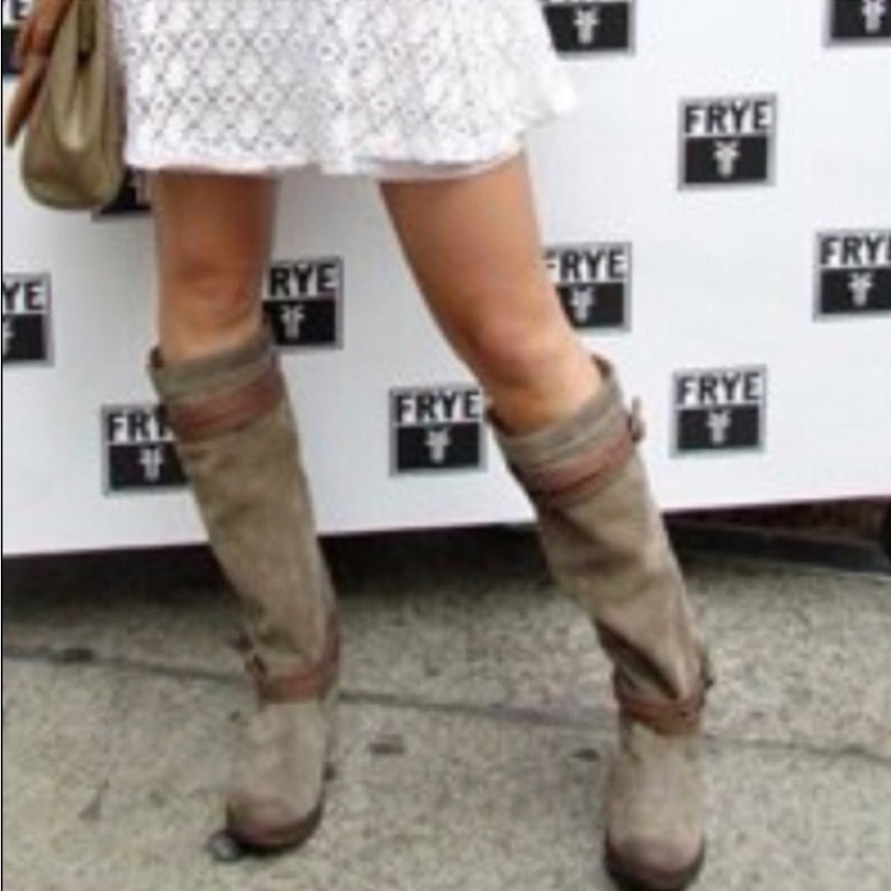 Frye Jane Strappy Suede Boots 8.5 heel riding western